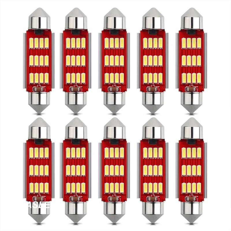 2/6/10pcs Car Festoon Lights 31mm 36mm 39mm 41mm Reading Lights Auto Interior Dome Lamp Reading Bulb White C5W C10W 4014 LED