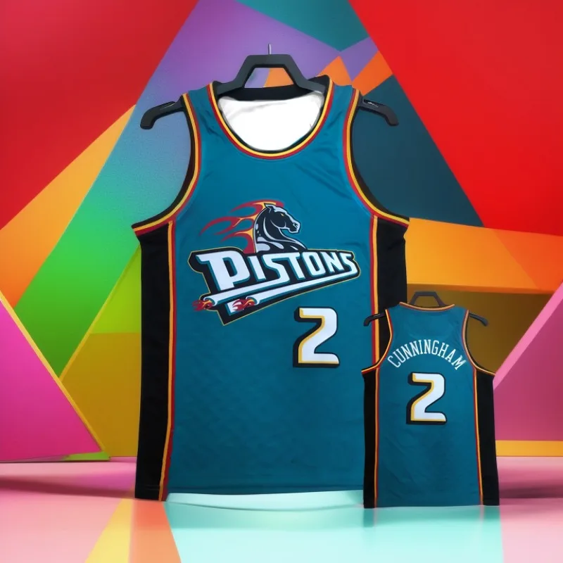 24/25 Latest Hit Summer Pistons No. 33 Basketball Jersey Adult Children's Tops Sleeveless Vests Breathable and Quick Dry