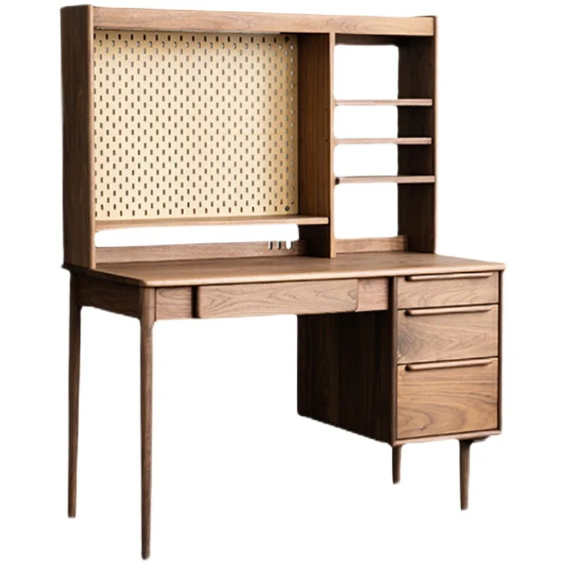 Solid wood desk bookshelf integrated office