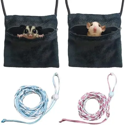 

Sugar Glider Pouch & Hamster Leash – Portable Small Animal Carrier for Hamsters, Rats, Squirrels – Adjustable & Cozy