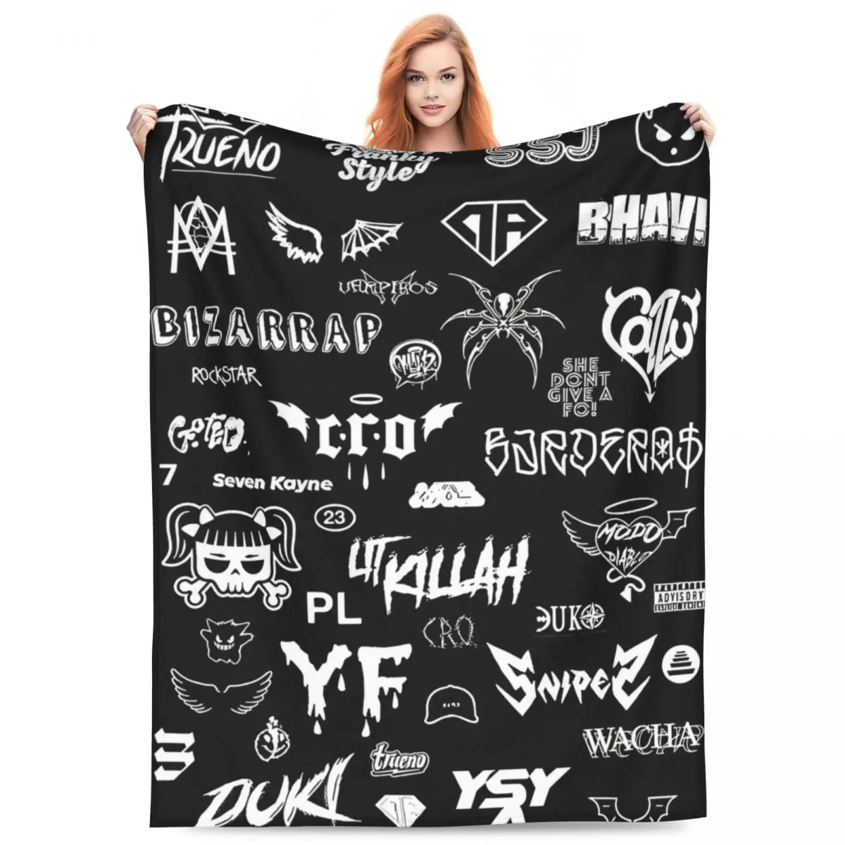 Rapper Duki Flannel Throw Blanket Pop Rap Blanket for Home Outdoor Super Warm Bedspread