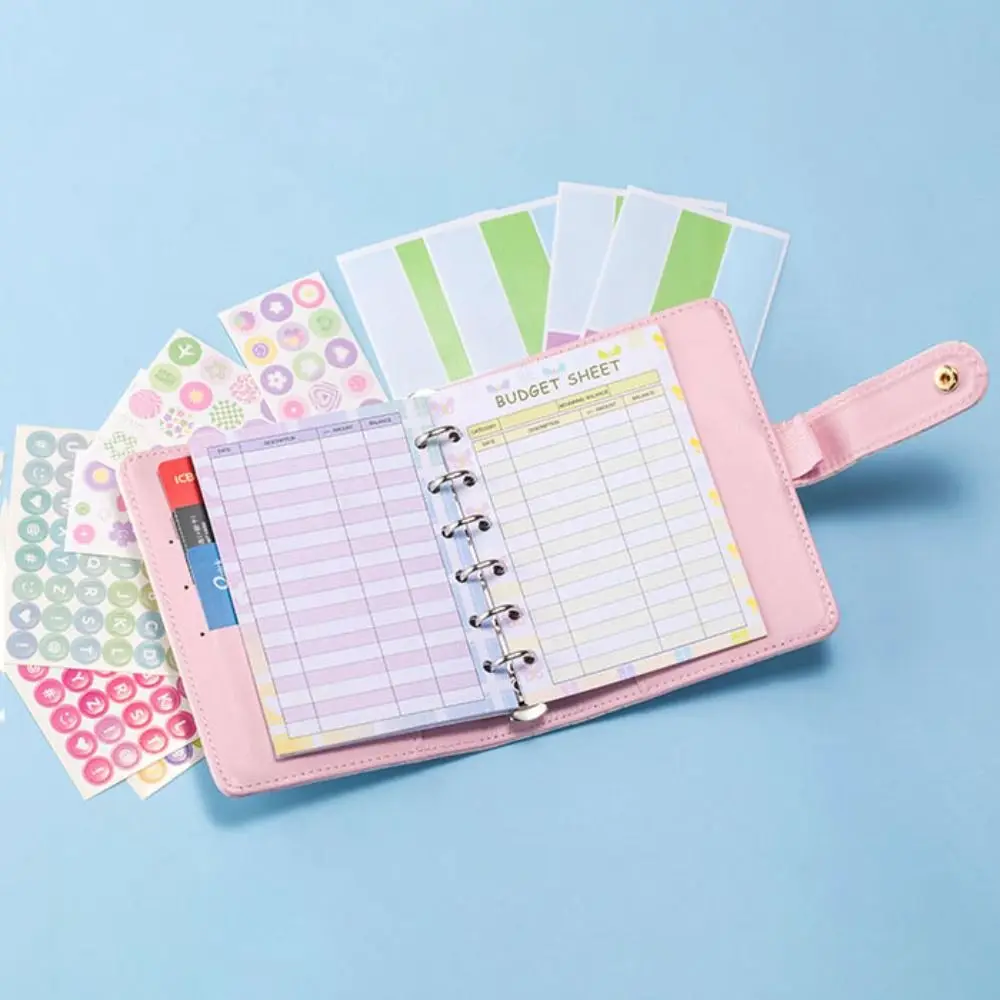 PU Leather Budget Binder Planner Daily Weekly A7 Money Savings Challenges Wallet Organizer Cash Envelopes