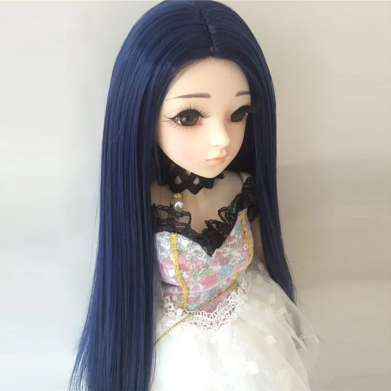 1/3 1/4 1/6 1/8 1/12 bjd sd doll long straight hair high temperature fiber hair blue doll wig multi-color doll accessories