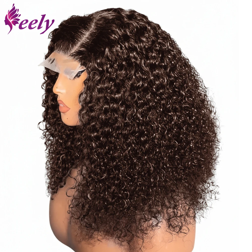 

Короткий парик-боб с глубокими волнами # 4 шоколадно-коричневых парика из натуральных волос, 13x4 прозрачный кружевной фронтальный парик, 16-дюймовый парик-боб, предварительно проработанный, для женщин