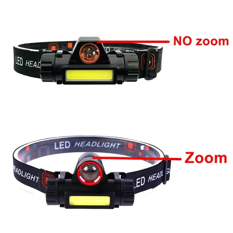 XPE+COB Headlamp Fishing Camping Headlight Built-in Battery Portable Work Light Dual Light Sources With Tail Magnet Detachable