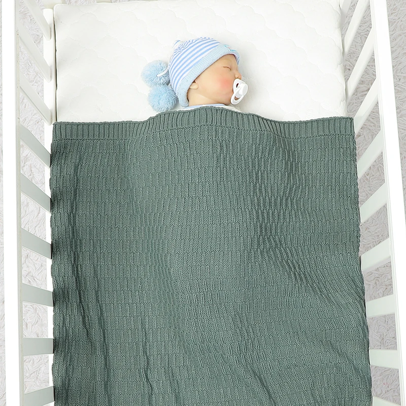 Baby Blanket Knitted Newborn Girls Boys Sleeping Bedding Quilt 90*70CM Plaid Stroller SwaddleFashion Solid Soft Covers Sleepsack