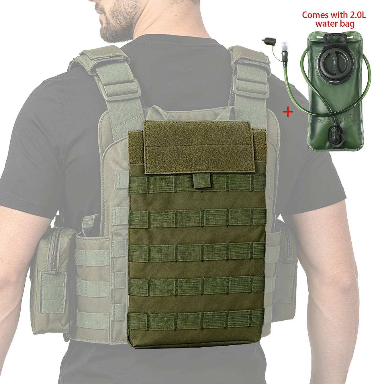 

Комплект аксессуаров для системы MOLLE: сумка для воды + мягкий резервуар для воды 2,0 л с широким диаметром и поворотным колпачком, трубка для питья