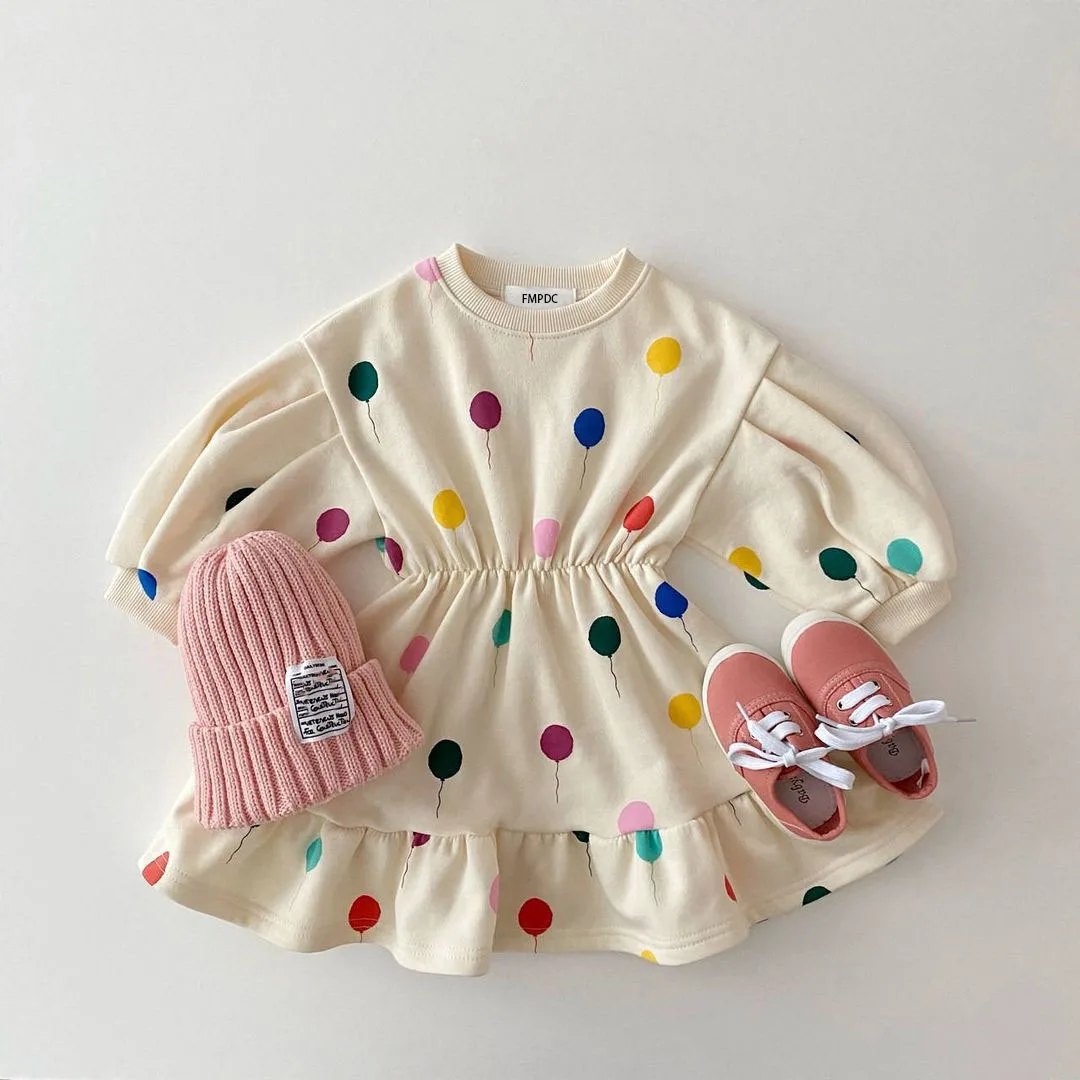 Newborn Spring and Autumn Clothing Baby Full Body Wave Dot Print Set Baby Thin Boys and Girls Long Sleeve Pants Two Piece Set