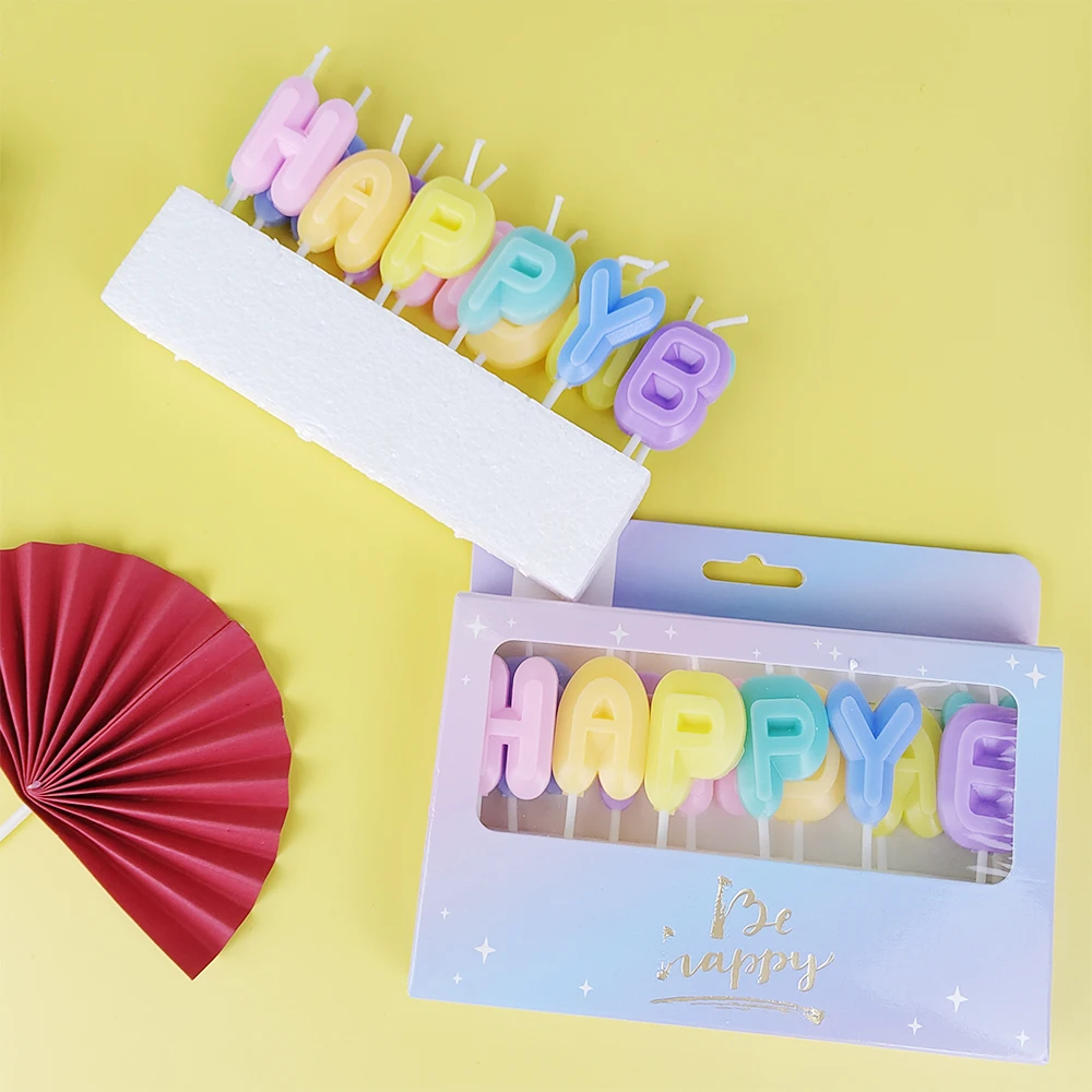 13er-Pack bunte Buchstaben-Geburtstagskerzen für Kinder und Erwachsene, Party-Buchstabe, Bonbonfarben, Kuchendekoration