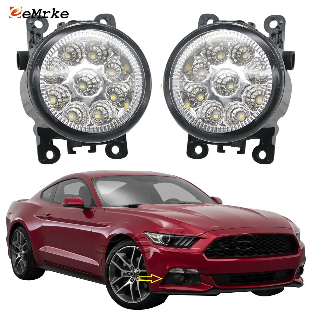 

2 PCS Car Styling for Ford Mustang MK6 S550 2015 2016 2017 9 LED Fog Lights Lamp Assembly H11 12V Halogen Car DRL Daylight PTF