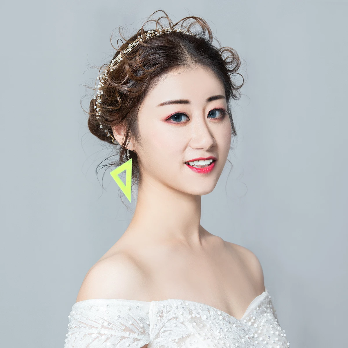 

Ruler Earrings Dinner Party Stud for Women Triangular Distinctive Design Dangle