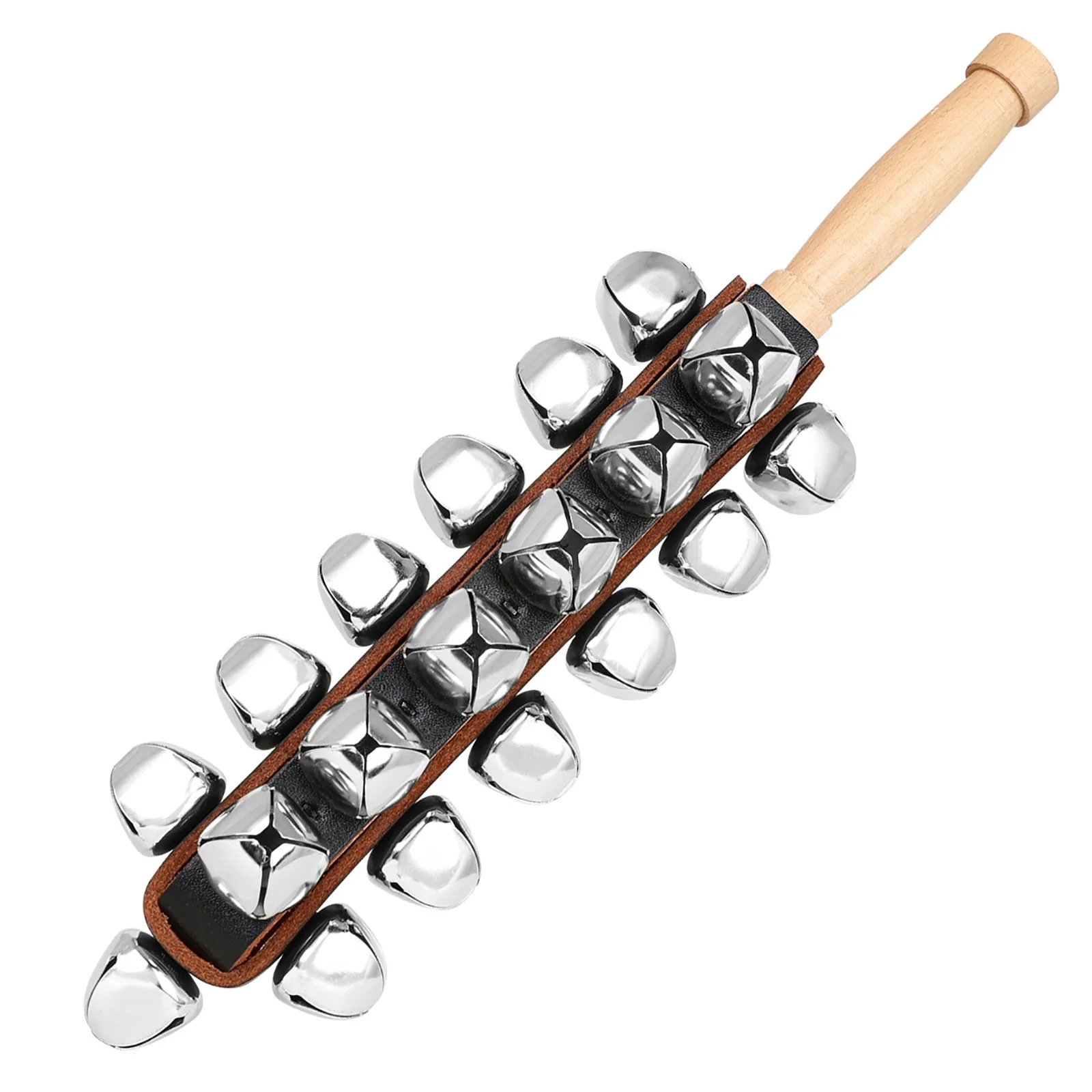 IRIN 25 Bells Hand Sleigh Bell Stick Beech Wood Handle Percussion Instrument Orff Rhythm Stick Bell for Kids Musical Teaching