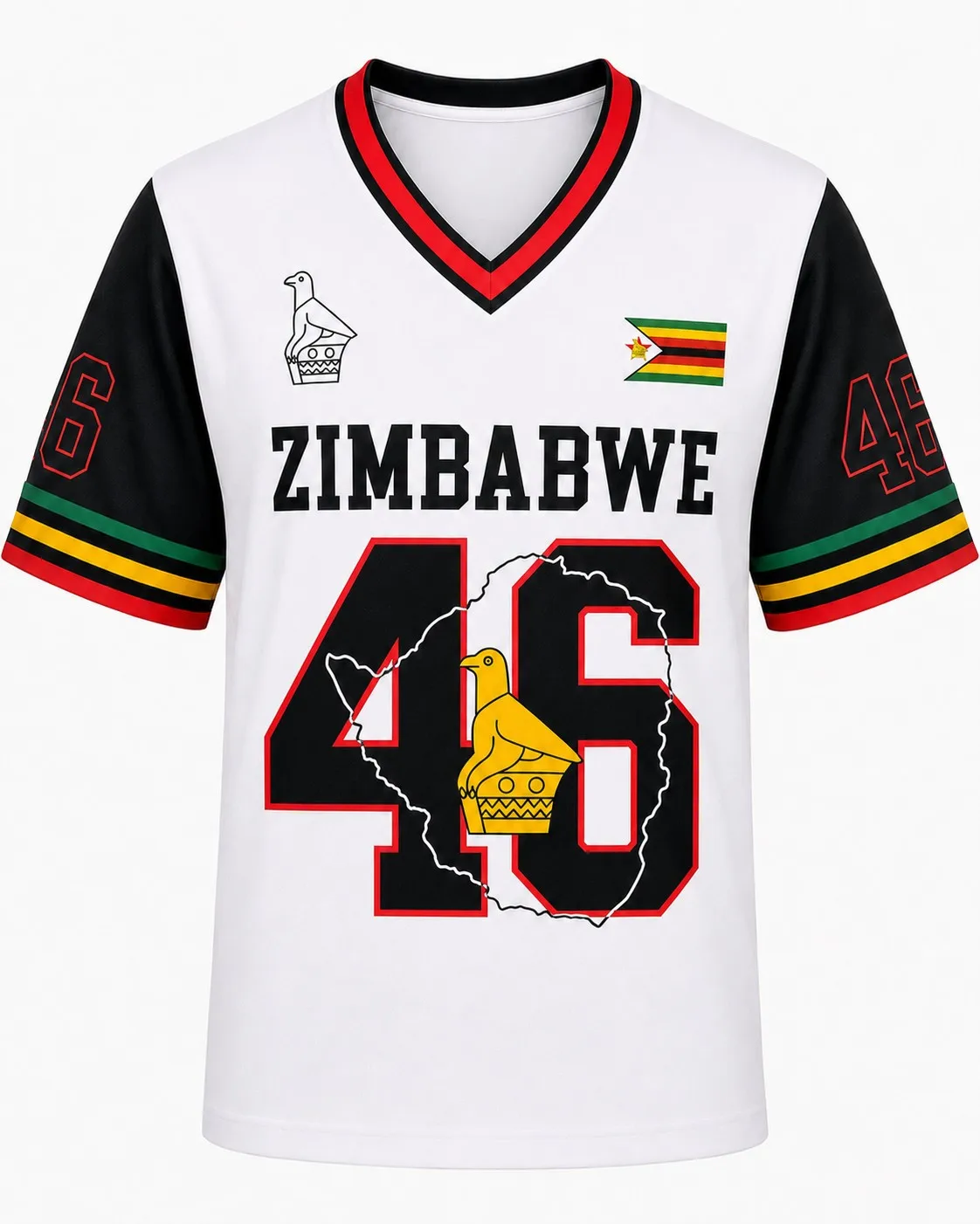 2026 Summer Everyday Versatile Outdoor Short-Sleeve T-Shirt for Men and Women, Zimbabwe Printed V-Neck Casual T-Shirt