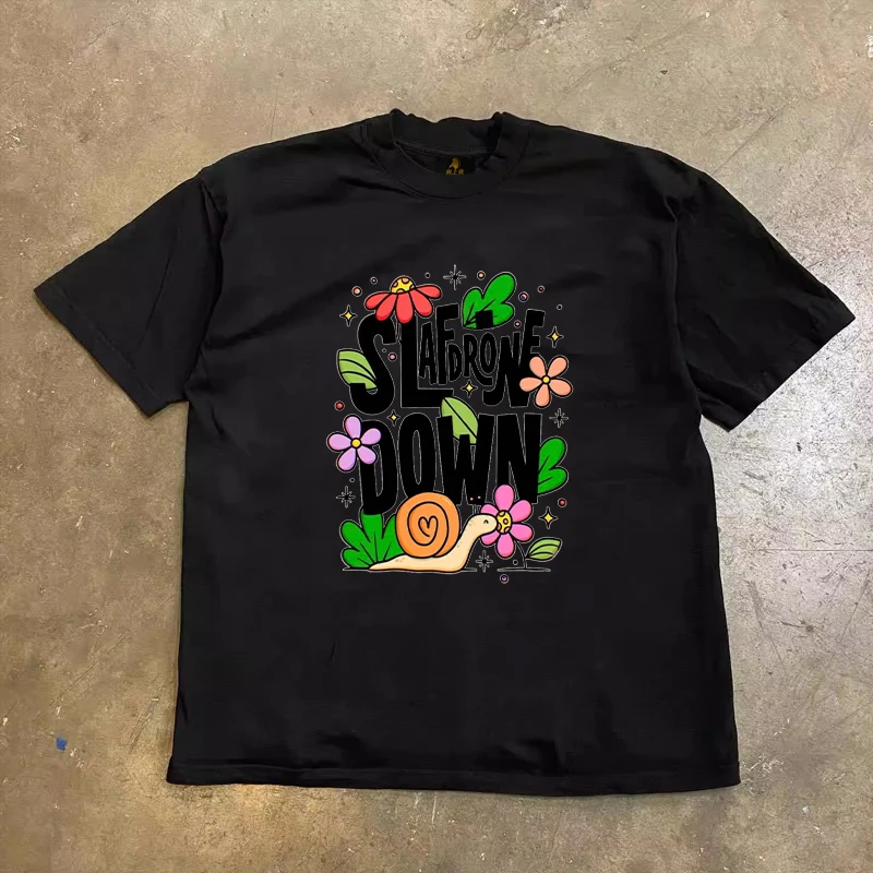 Loose Fit Cotton T-Shirt Unisex Short Sleeve Double Thread UPUPXIA Hero Print Sweat Absorbent round Neck Casual Summer Top