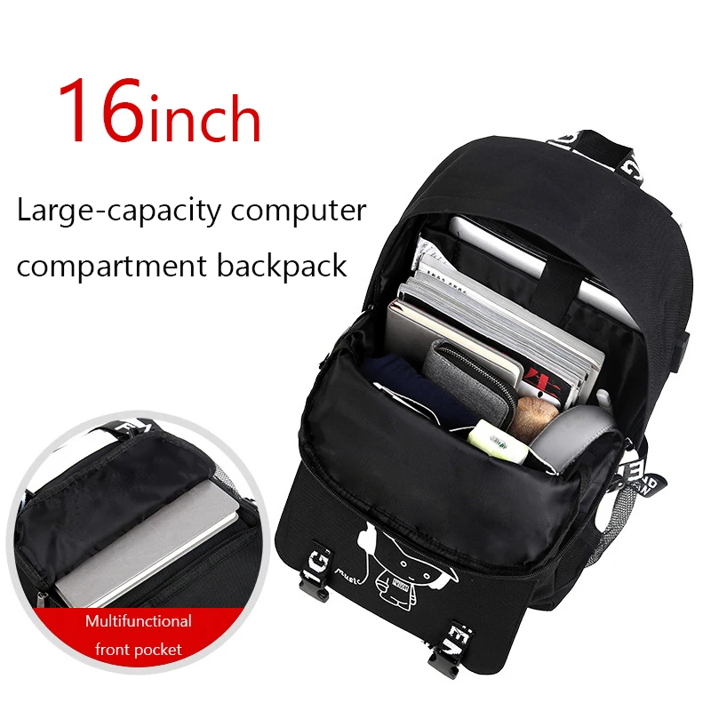 Kids School Bags For Teenage Boy USB Port Canvas Schoolbag Student Bookbag Fashion Laptop Waterproof Luminous Backpack Mochilas