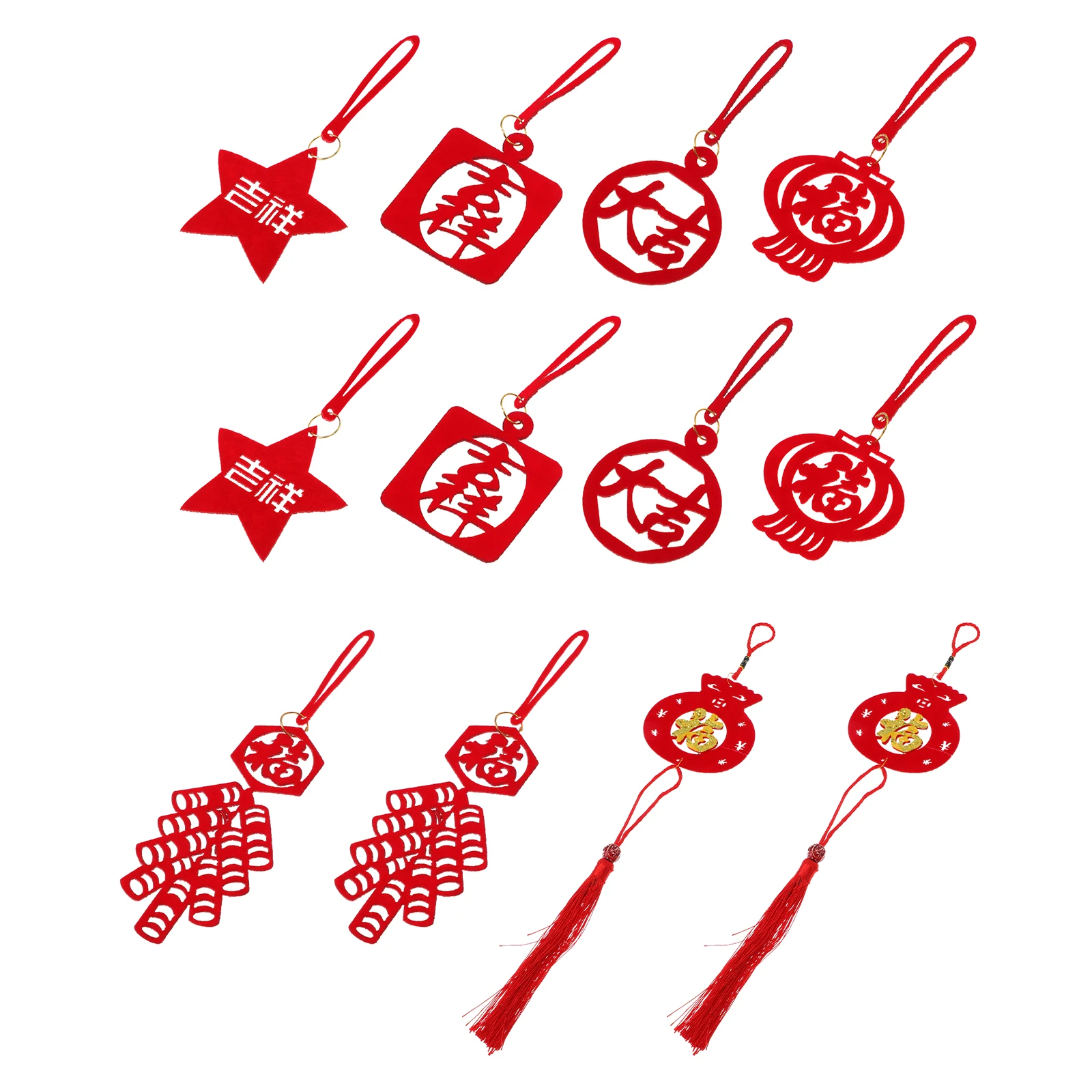 

42 Pcs Small Lantern Hanging Decoration Felt DIY Craft New Year Pendant Spring Festival Tree Decor Mini Adorn