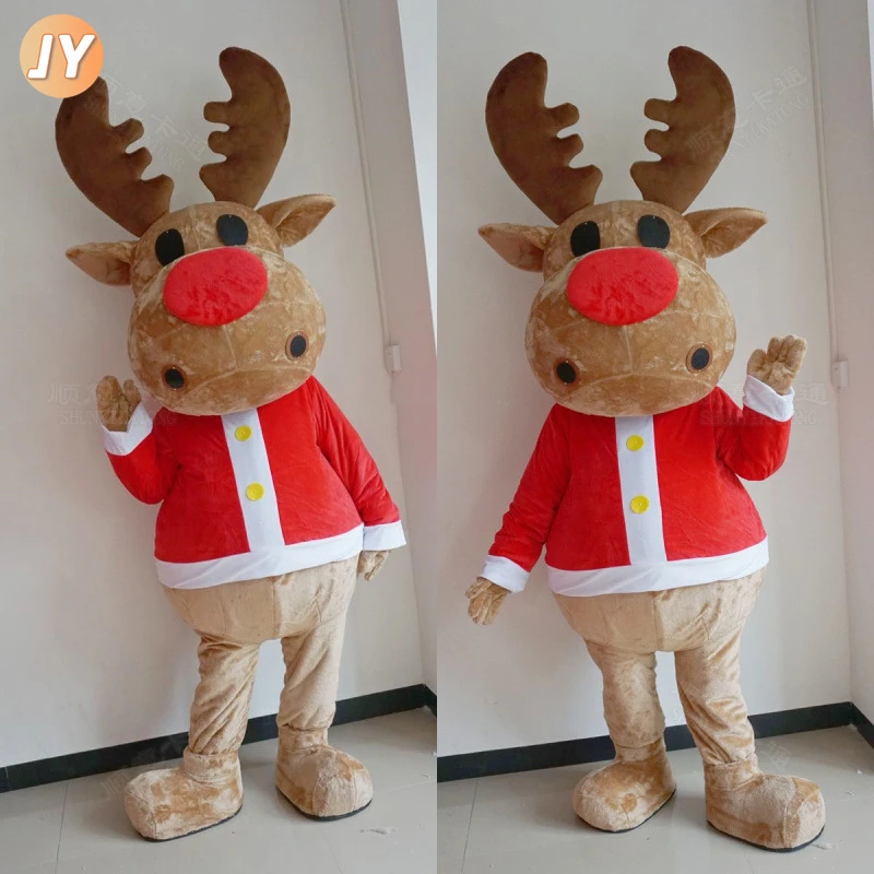 새로운 순록 마스코트 의상 애니메이션 사슴 코스프레 성인 키트 마스코트 테마 멋진 드레스 동물 카니발 소품 크리스마스 파티 선물