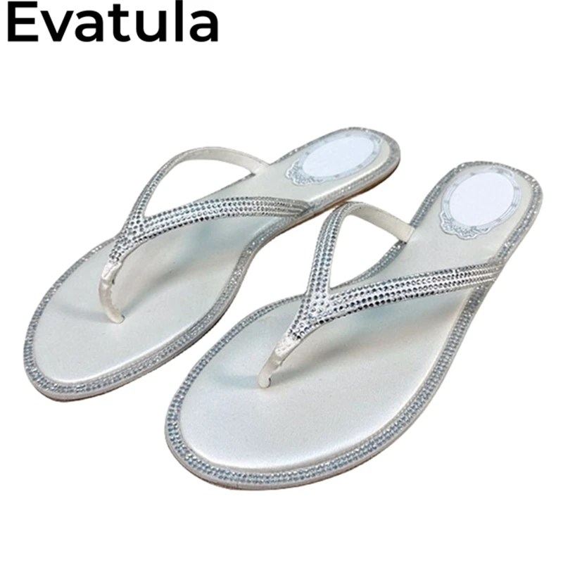 

2024 Summer Flat Flip Flops Crystal Slippers Women Open Toe Bohemian Rhinestone Mules Casual Vacation Beach Slides Shoes Femme