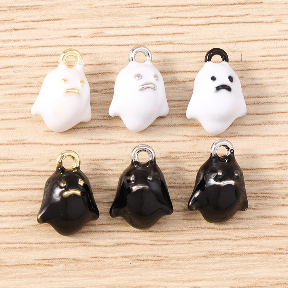 Tusember 5 Stück Halloween-Geister-Anhänger, niedliche Geister-Anhänger, baumelnde Charm-Perlen, passend für Original-Armbänder aus 925er Sterlingsilber, DIY-Schmuck – Detail 3