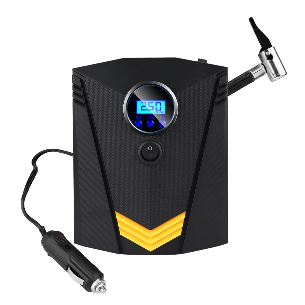 12V 120W Portable Tire Inflator Digital Air Compressor Pump W/ 3 Nozzles for Car Ball Air Boat