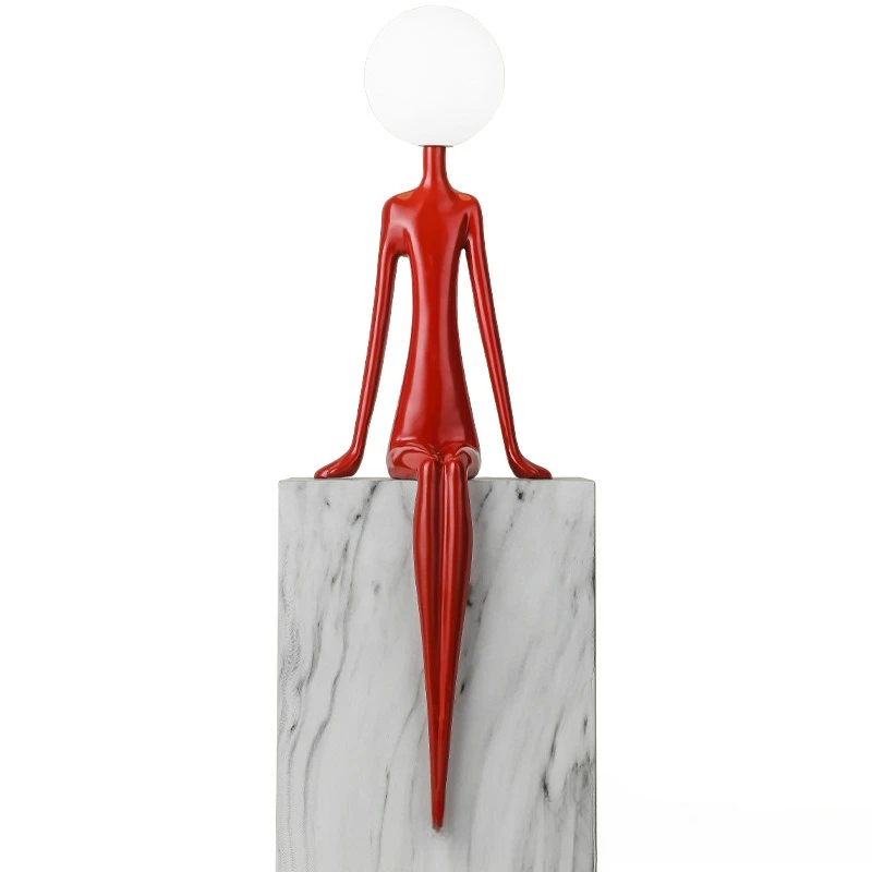 Art Creative Humanoid Sitting Sculpture Desk Lamp Living Room Bedroom Bedside Hotel Light Luxury Home Character Decorative Night