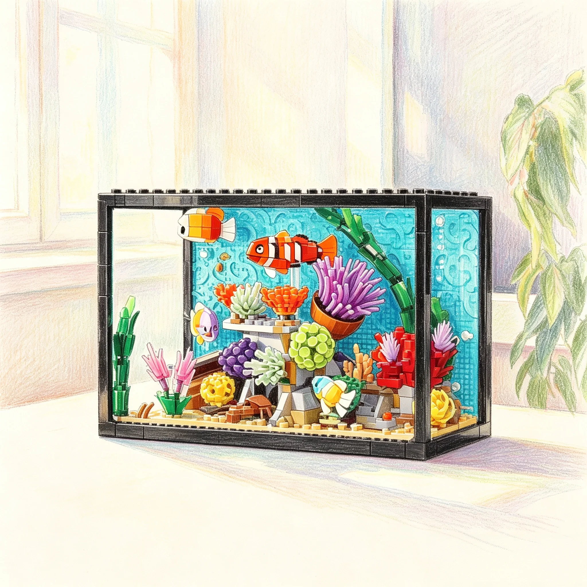 Marine Aquarium Cube - Nieuwe tropische aquariumdecoratie 2026, zeedieren, bouwpakket,