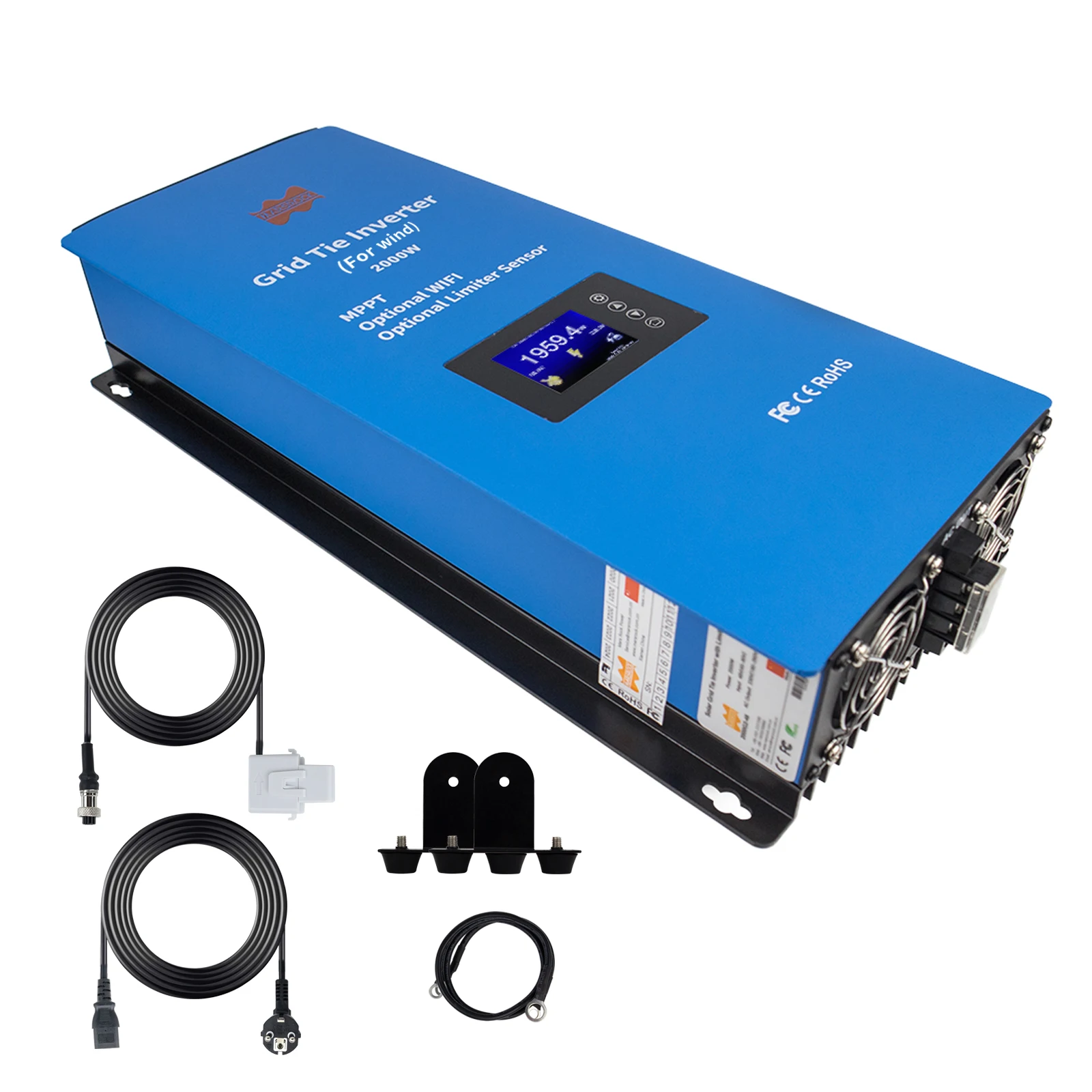 2000W 230VAC MPPT On Grid Tie Wind Power Inverter  Limiter Sensor Dump Load Pure Sine Wave For 48V urbine Generator