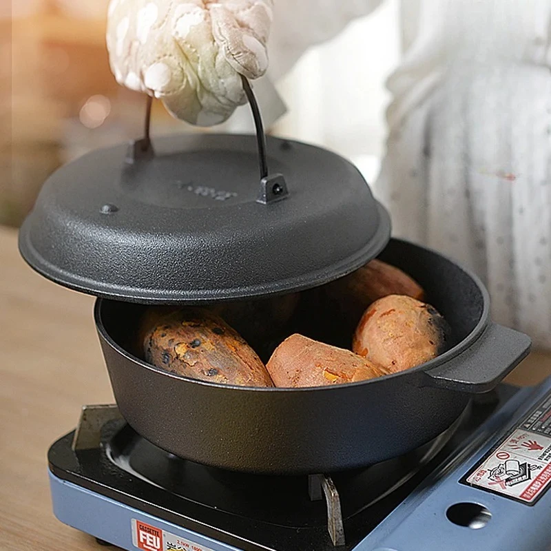 Heavy Duty Cast Iron Sweet Potato Roaster - Thickened Baking Tray for Home Use, Multi-Functional Kitchen Oven Grill