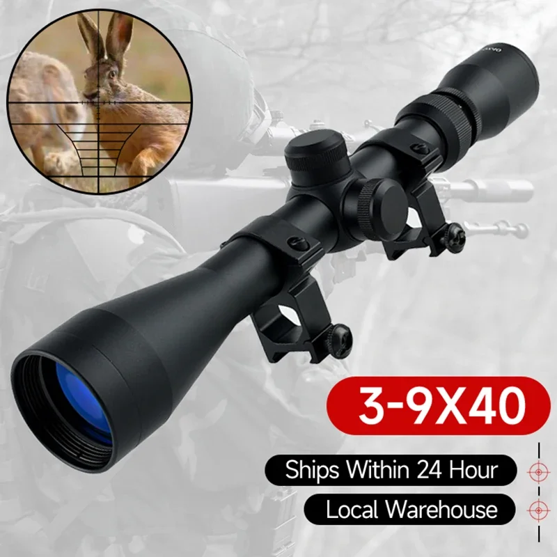 

3-9x40 Compact Rifle Scope Hunting Riflescope Optical Scope for Air Rifle Optics Hunting Airsoft Sniper Scopes 11/20mm Rail