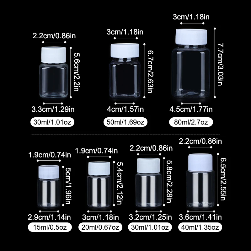30 50 100 ml plastic bottle, transparent large mouth bottle, sealed capsule, bottling bottle, wide mouth PET empty bottle