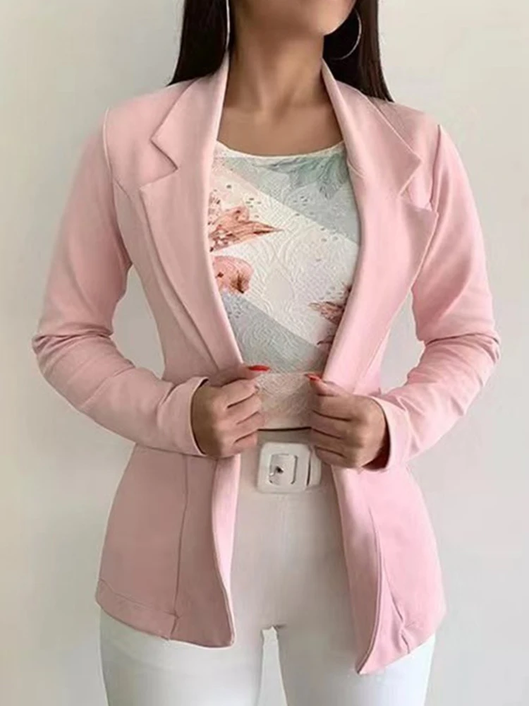 Autumn Warm Long Sleeve Turn Down Neck Women\'s Blazers Comfortable Buttons Ladies Solid Color Jacket 2024 Fashion Street Clothes