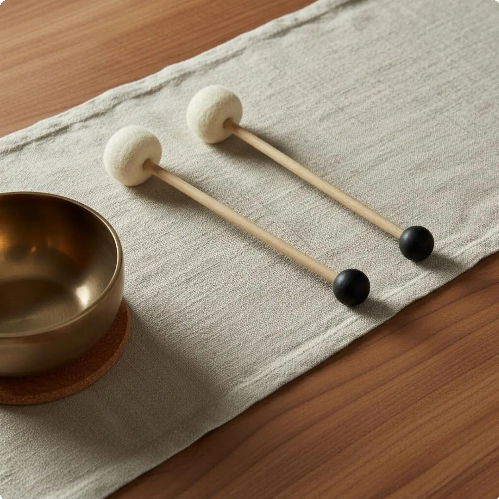 Professional Percussion Mallet Beech Wood Double-head Sound Bowl Stick for Tibetan Singing Bowls and Crystal Bowl Musicians