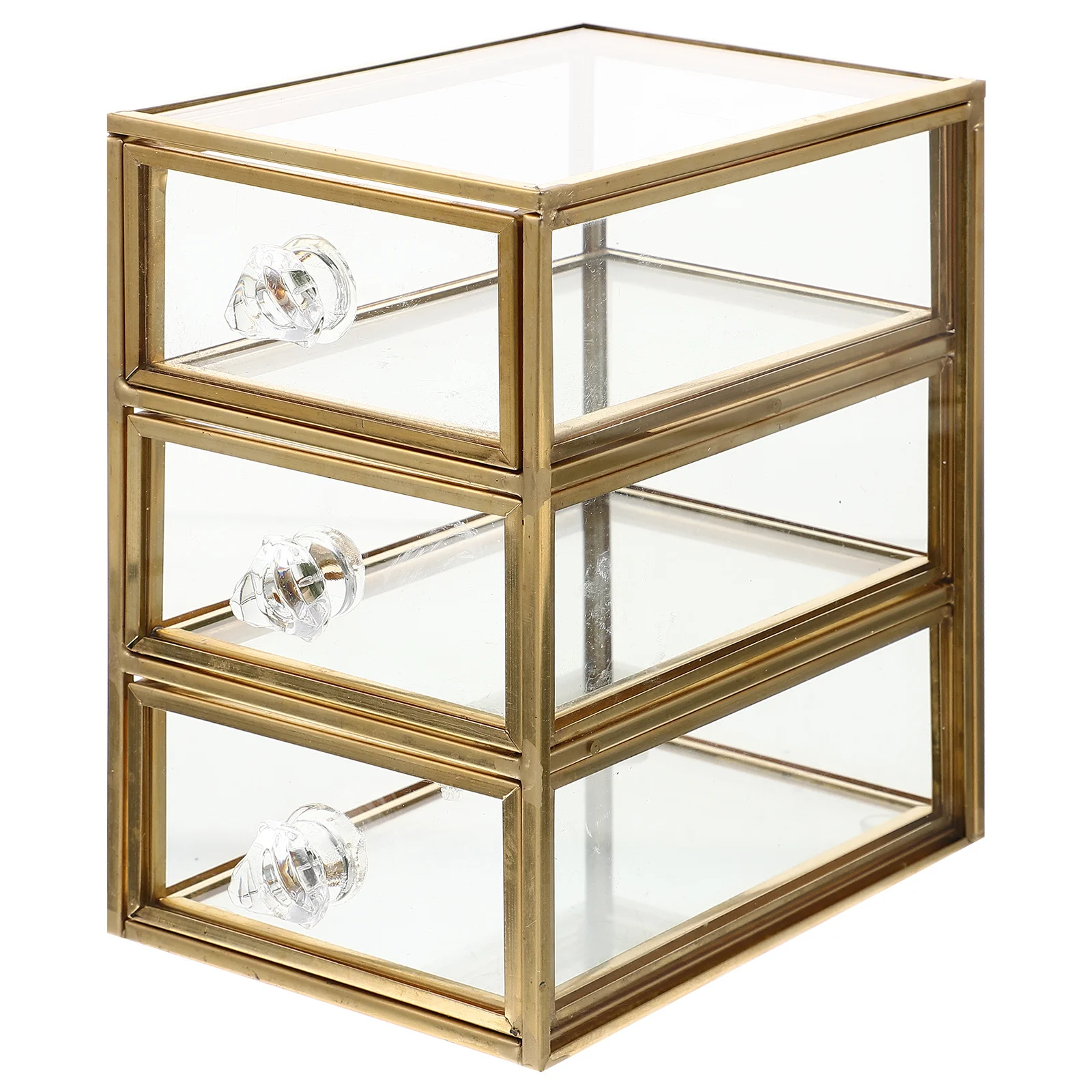 

Desk Drawer Jewelry Organizer Case Mini with Drawers Jewerly Storage Golden Holder