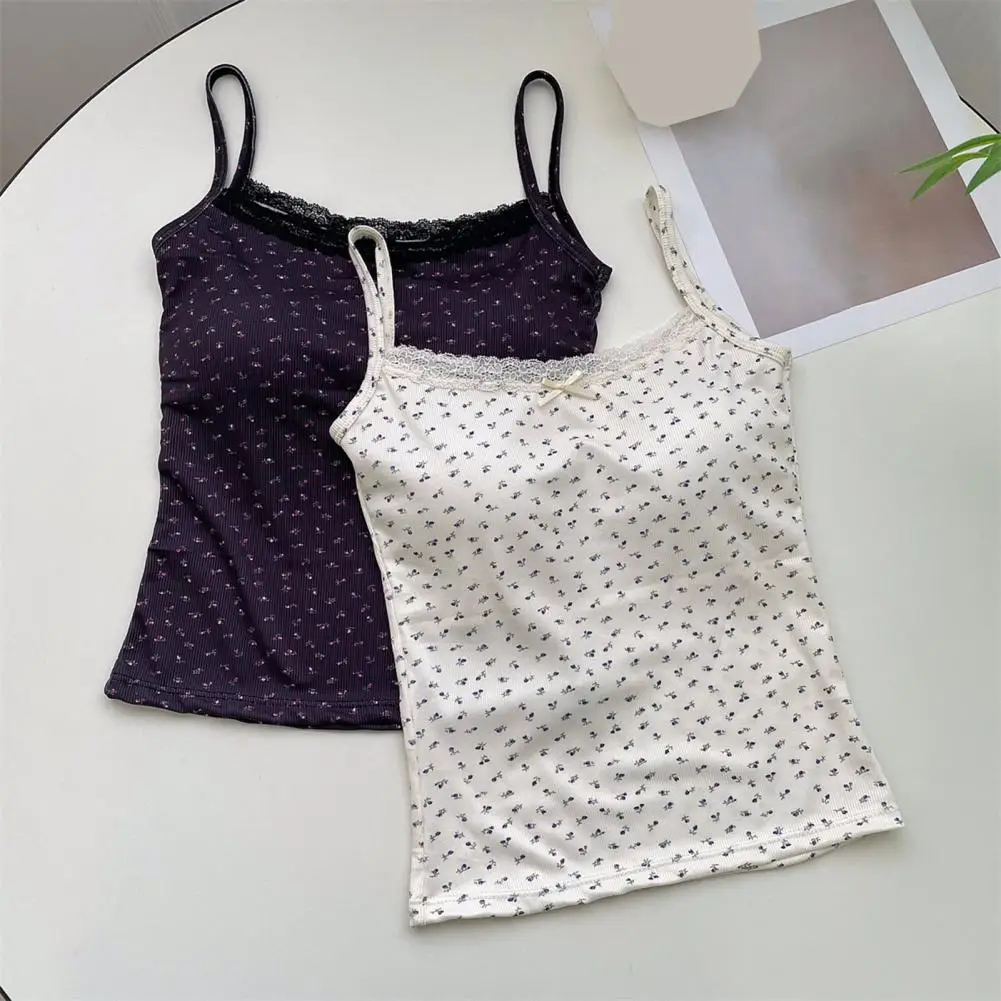 

Women Padded Tank Top Stylish Women's Lace Trim Tank Tops with Bow Decor Sexy Backless Crop Tops for Summer Slim Fit Stretchy