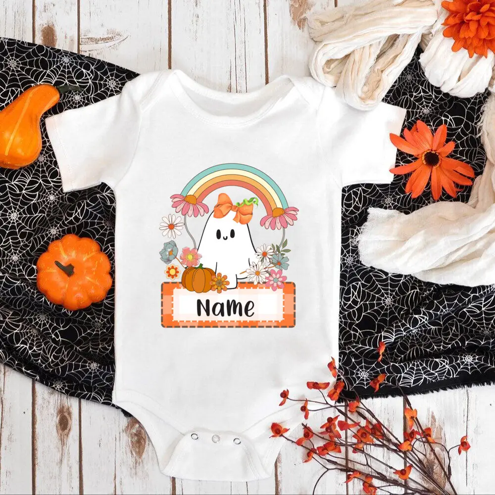 Personalized halloween baby romper custom Name Girl Boy Halloween Party Outfit newborn short sleeve bodysuit infant fall clothes