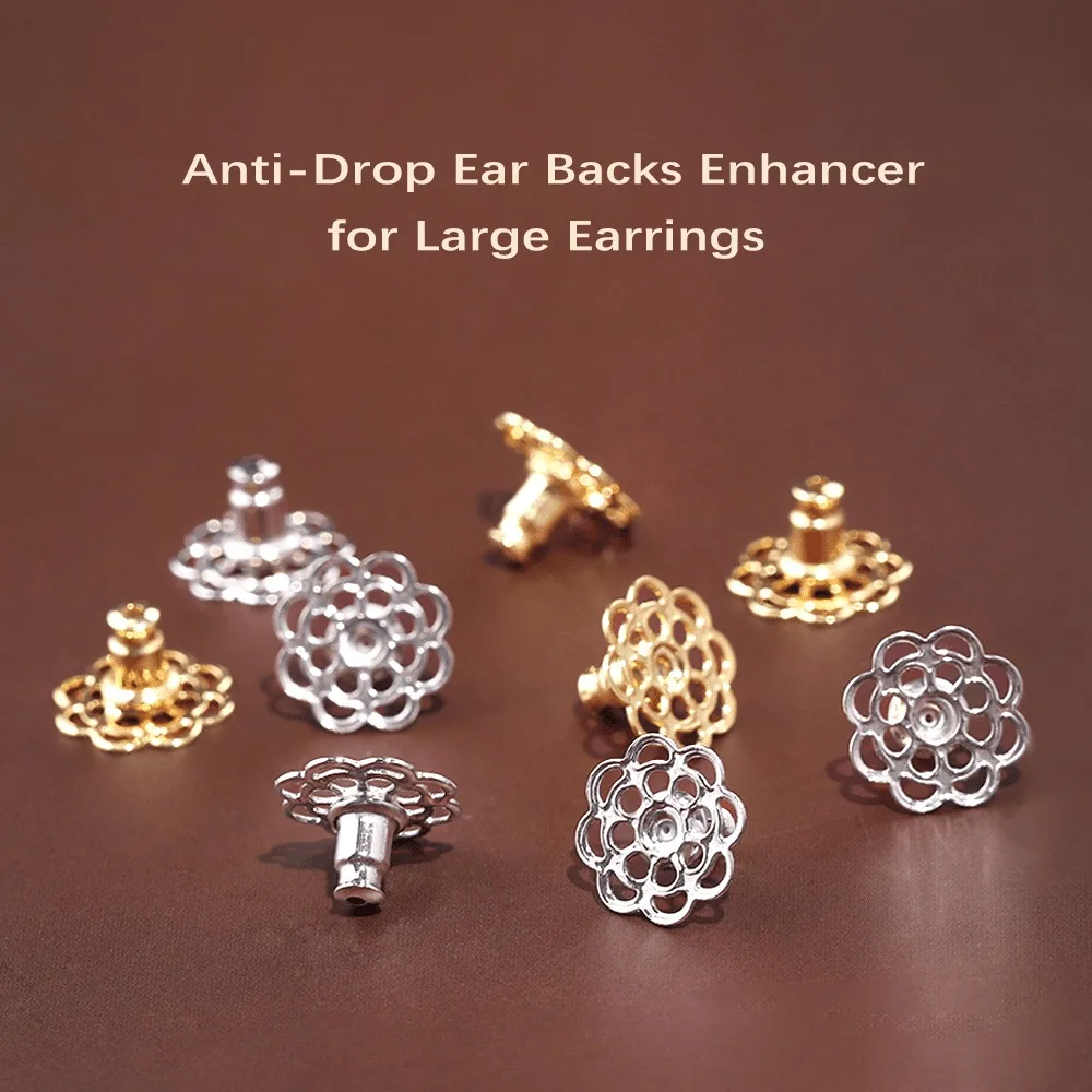 4pcs Flower Heavy Earrings with Back Cover Support Fixed Earring Puller Ear Stud Fixer Anti Sagging Earrings Lifter Anti Drop