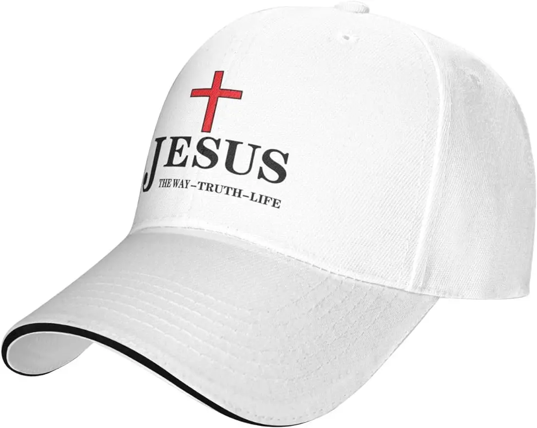 Jesus The Way Truth Life Baseball Cap Men Women Adjustable 3D Printed Snapback Flat Bill Hip Hop Hat One Size Spring Summer