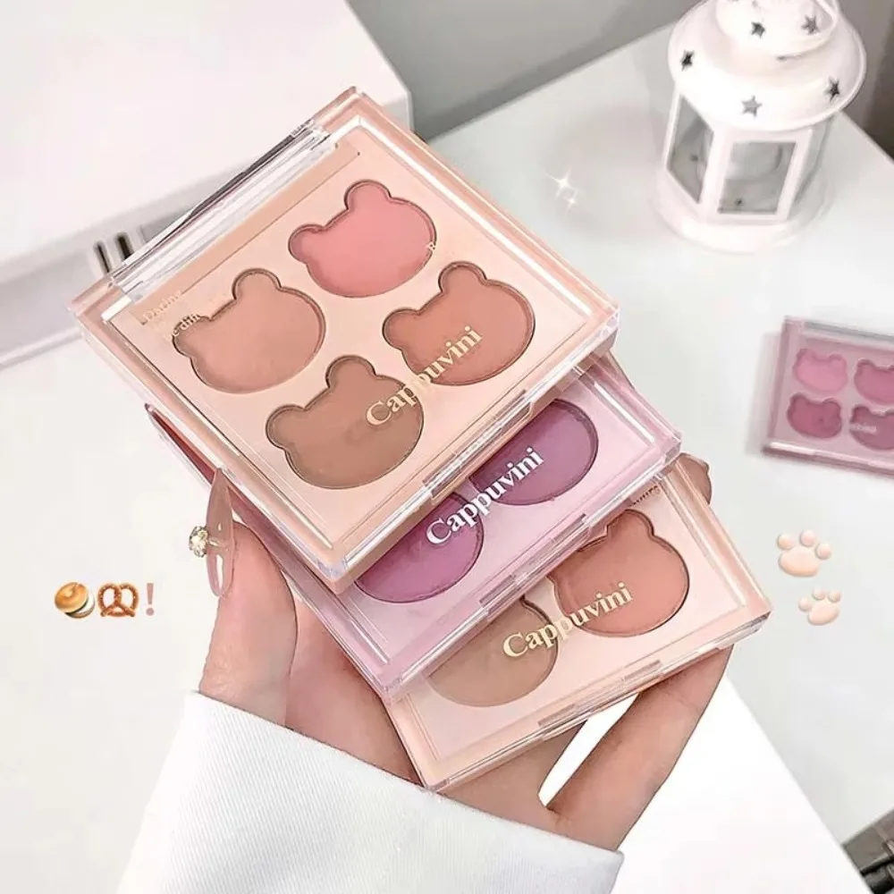 สีส้มสี่สี Blush Mud Palette Natural Matte Makeup Palette ยาวนานกันน้ํา Facial Rouge Nude แต่งหน้า
