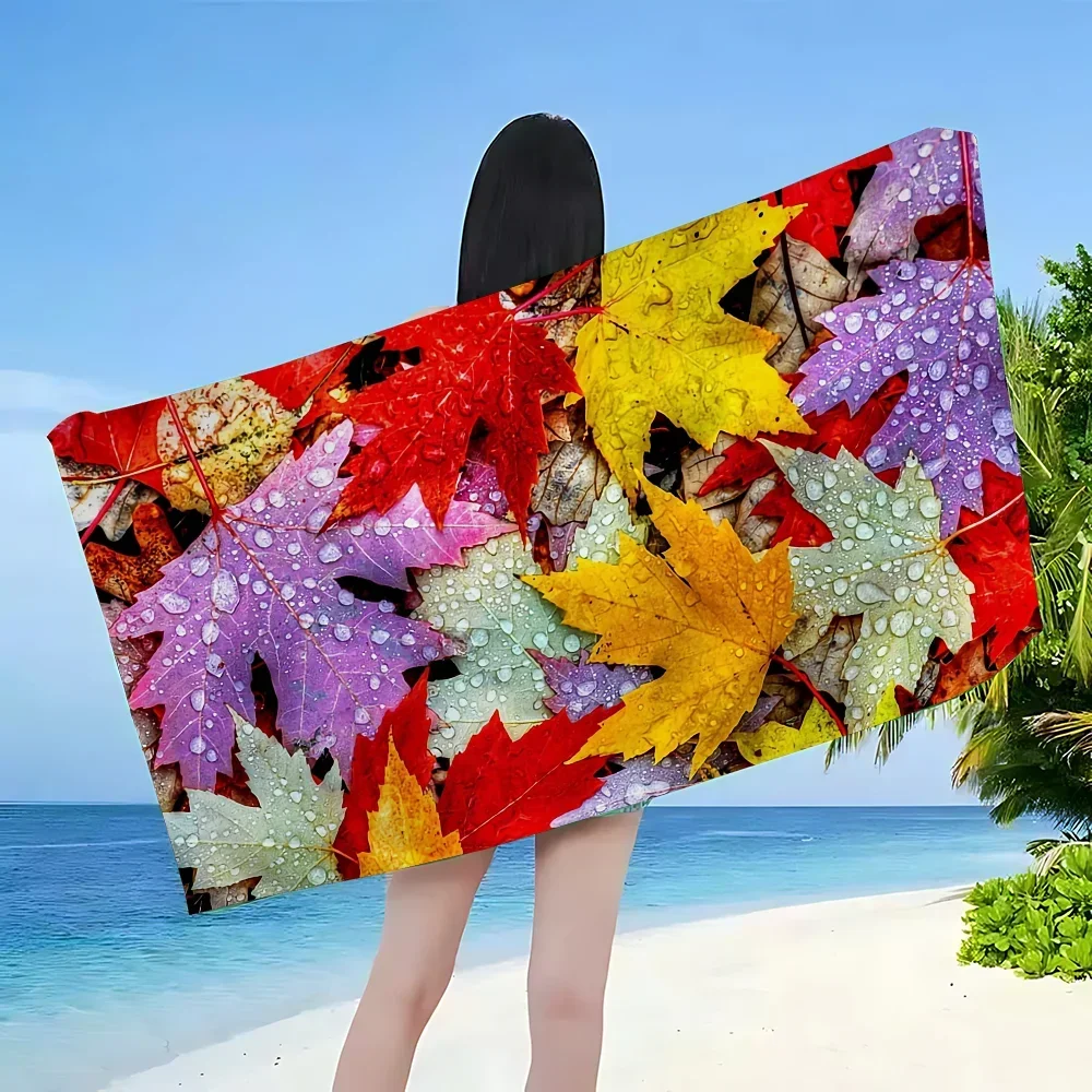 

Autumn Leaves Fall Fox Pumpkin Beach Towel Cartoon Cute Summer Kids Large Bath Pool Beach Towel Microfiber Absorbent