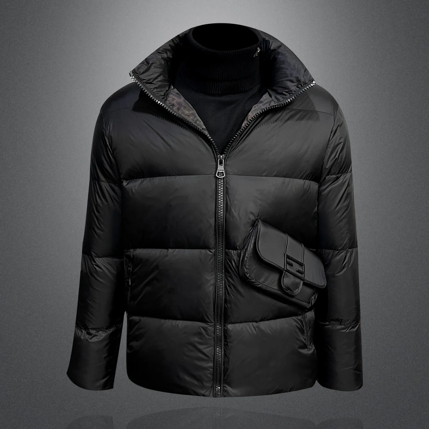 

Men's Hooded ort down Jaet Thiened Faion Brand Youth Sle Long Sve Zipper Closure Regular Fit Ci Casual Wear