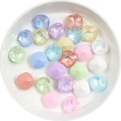 100pcs 8mm Fat Square Neon Mocha Nail Diamond Multi cut Crystal Pointed Bottom Nail Jewelry Super Sparkling Diamond Accessories