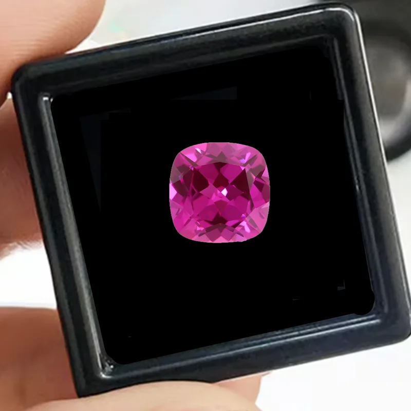 Hübscher Rubinschmuck im Kissen-Schliff 10×10mm, UV-Test bestanden, rosa Rubin, Mohs-Härte, für Schmuckherstellung/Sammlung/Geschenk, Edelstein – Detail 4