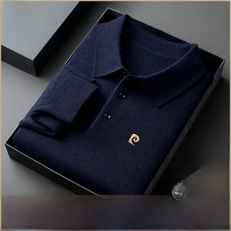 بيير كاردان الرجال Thiened الصوفية طويلة Sve irt محبوك سترة Busin عادية Sle الخريف الشتاء وصول جديد