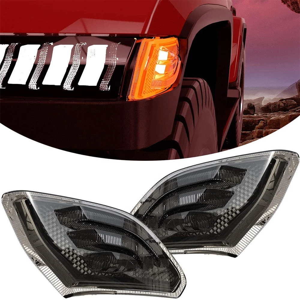 Morsun For Jeep gladiator JT 2018+ LED Side marker Light for Jeep JL Fender Flare turn signal Light Amber smoked black