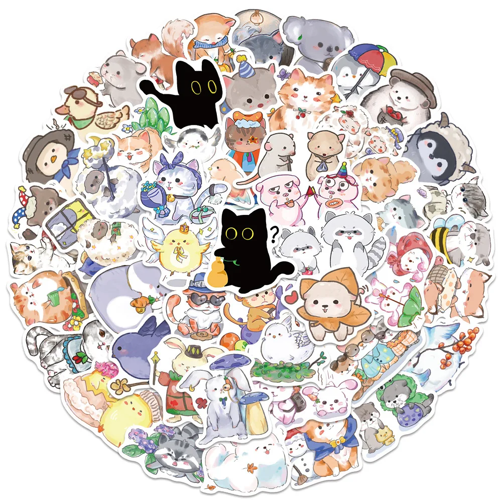 

10/50PCS Hand-Drawn Animals Graffiti Stickers Cute Animal Cartoon Decal Notebook Phone Guitar Helmet Skateboard Fridge Kid Toys