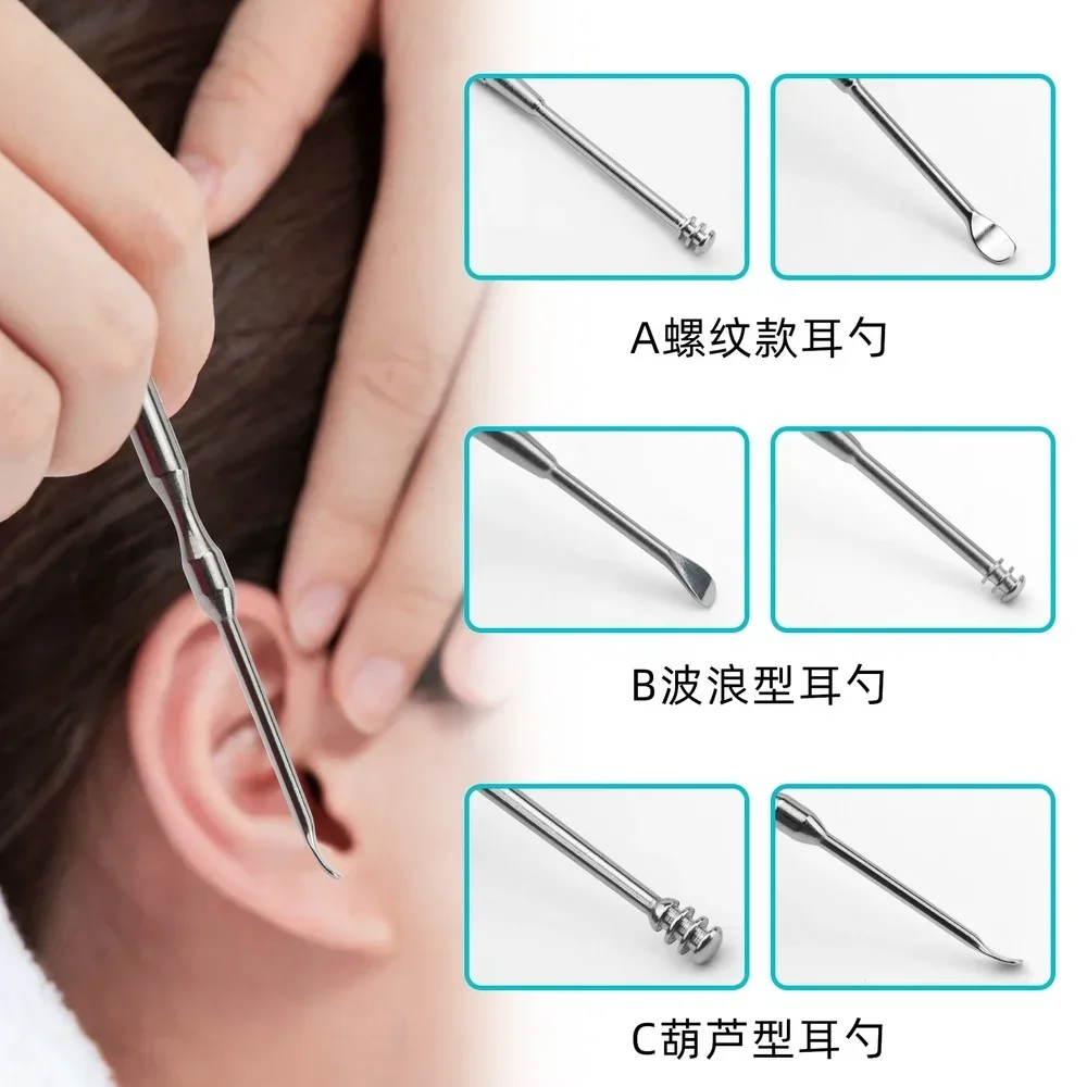 1PC Double-ended Stainless Steel Spiral Ear Pick Spoon Ear Wax Removal Cleaner Ear Tool Multi-function Portable