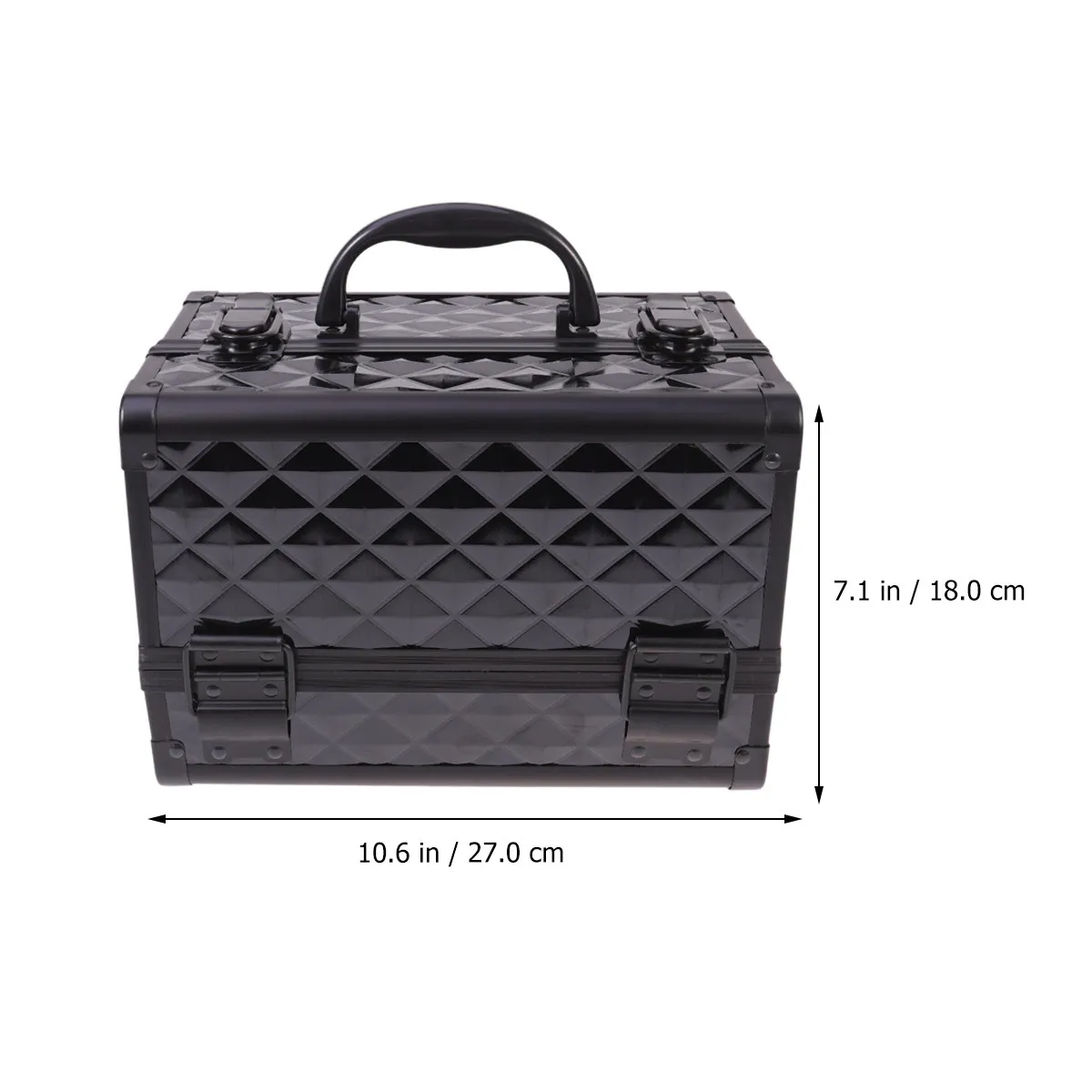 Large Capacity Metal Box Two Layer Makeup Organizer with Stylish Carry Handle Dust Proof Spill Proof for Salon