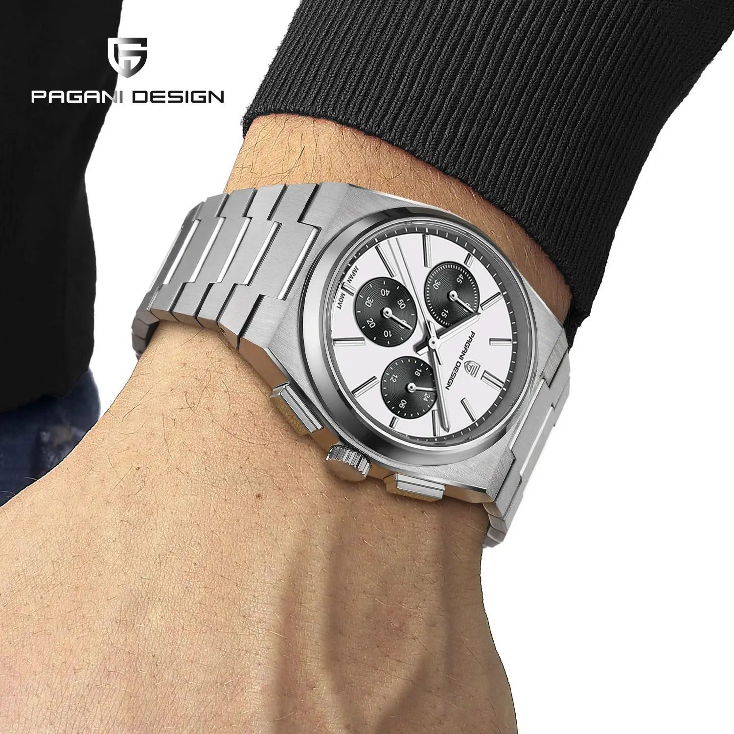 Pagani Design 2024 New VK63 Men\'s 40mm Quartz Sports Chronograph Luxury Sapphire Stainless Steel Waterproof 10Bar Luminous C3 re