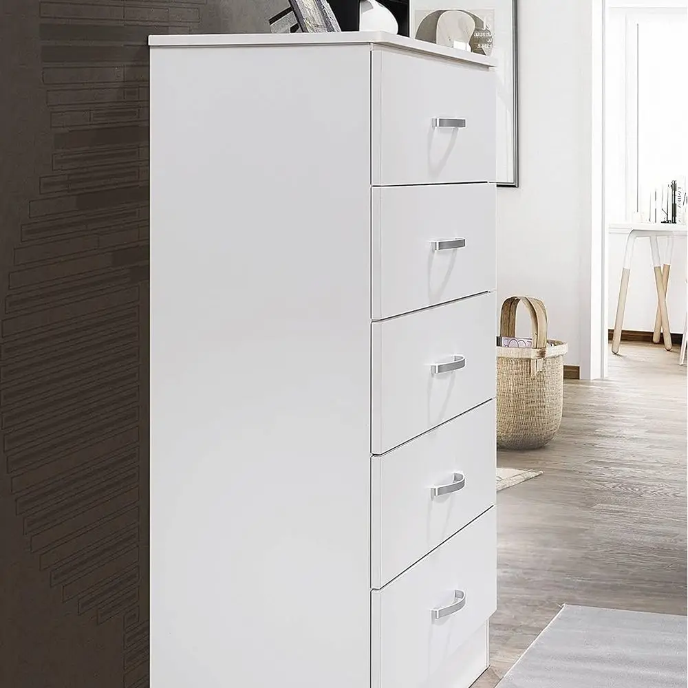 Cômoda de quarto DAFIFY com trilhos de metal, branca