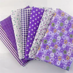 50x50cm 7pcs Patchwork Plain Cotton Fabric Quit Fabric Bundle Sewing Fabric For DIY Woman Bags,Pillow Toy Purple Color